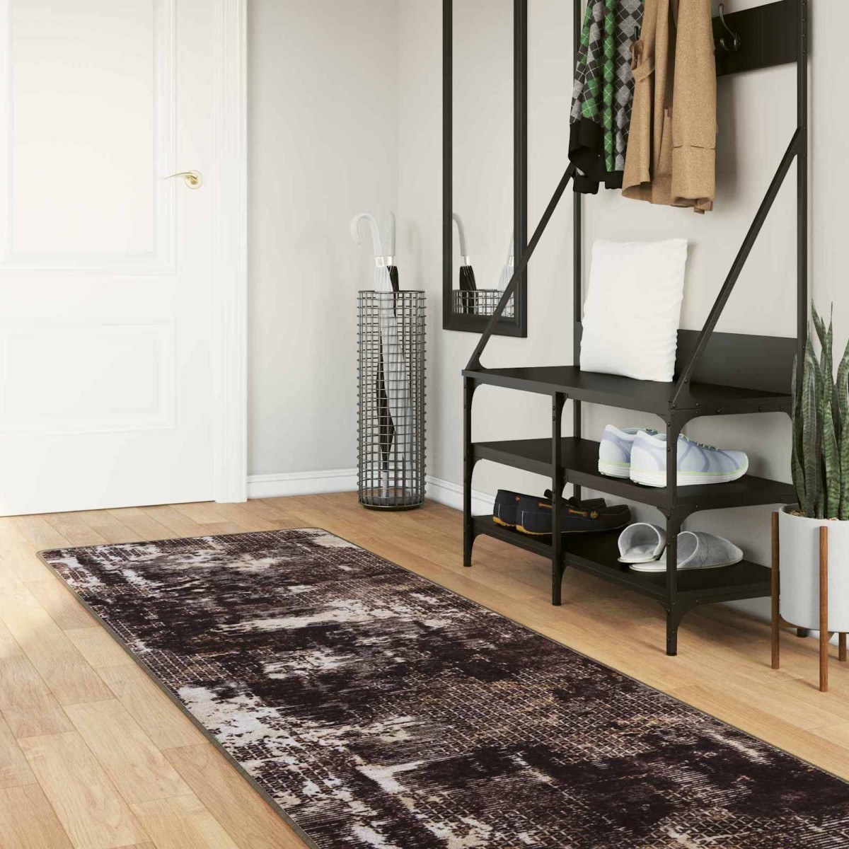 vidaXL Χαλί Runner MARSA Μαύρο 100 x 450 εκ. Πολυέστερ και PVC