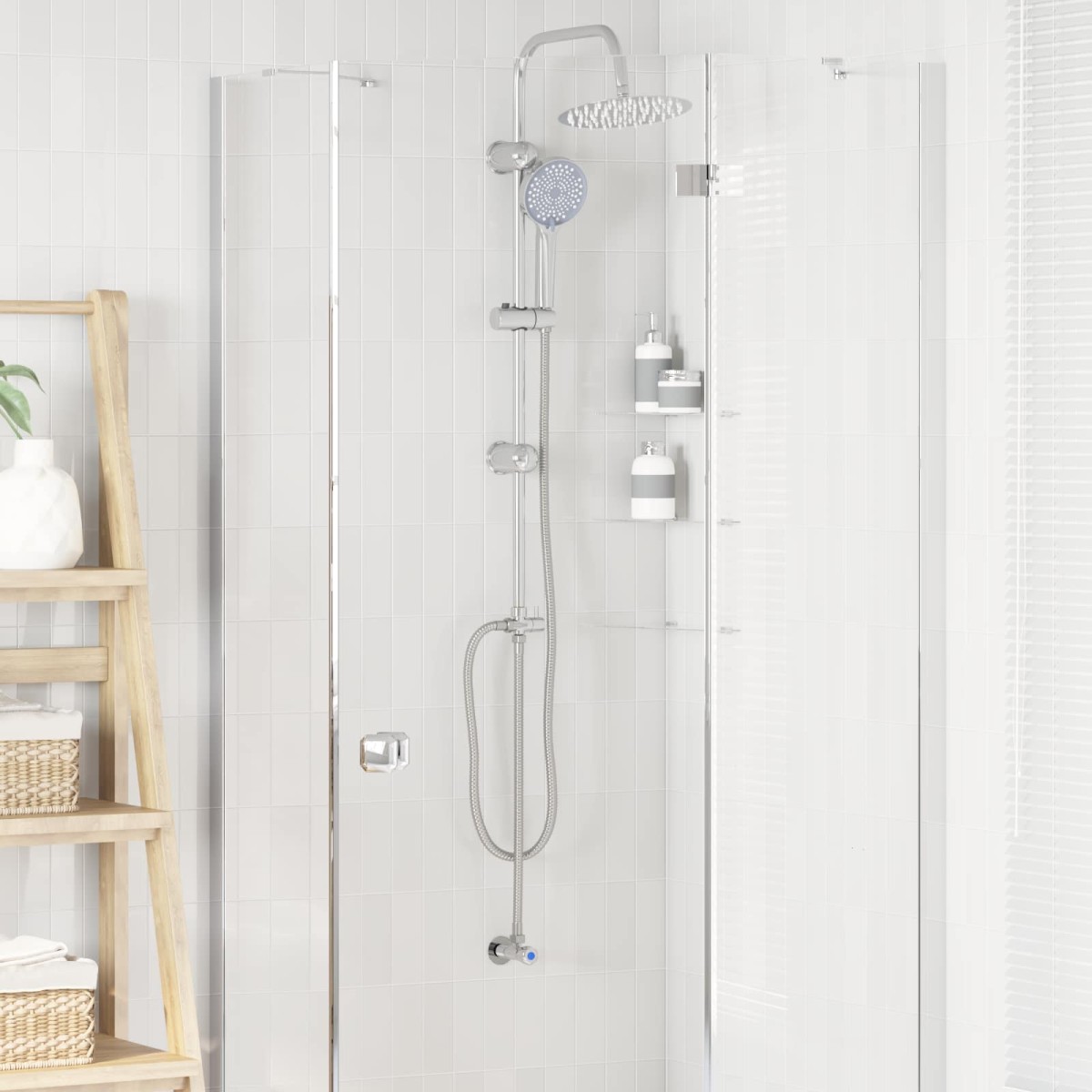 vidaXL Σύστημα Ντους Ασημί 47 x 20 x 95 εκ. Ανοξείδωτο ατσάλι
