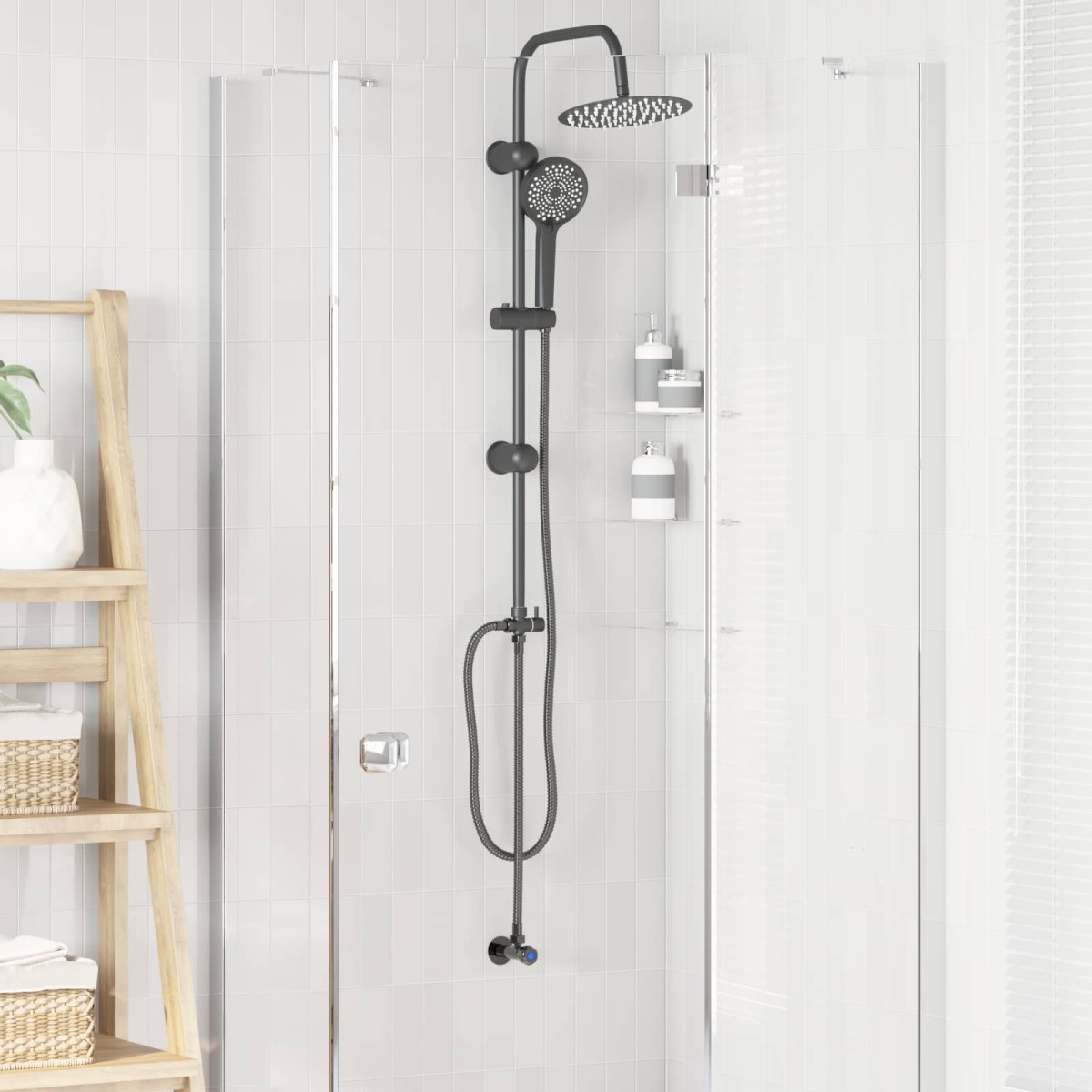 vidaXL Σύστημα Ντους Μαύρο 47 x 20 x 95 εκ. Ανοξείδωτο ατσάλι