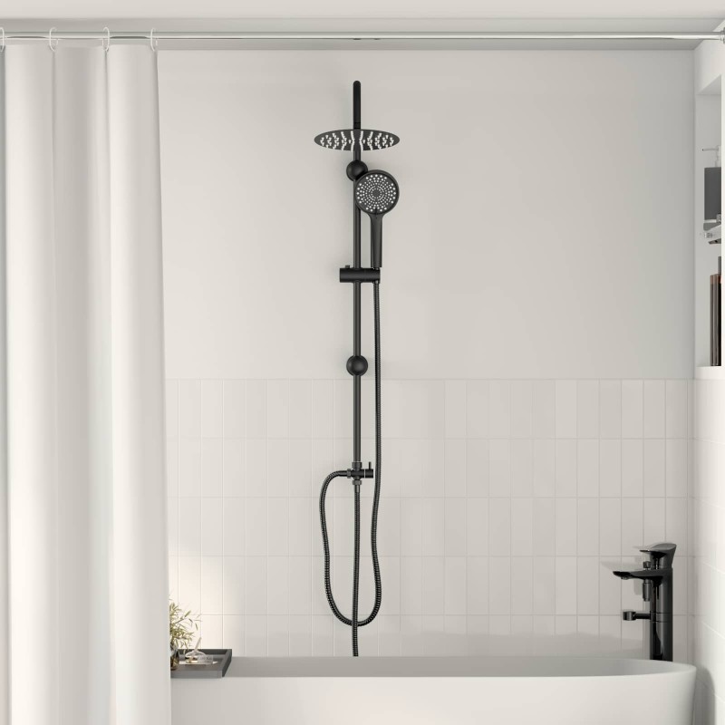 vidaXL Σύστημα Ντους Μαύρο 47 x 20 x 95 εκ. Ανοξείδωτο ατσάλι