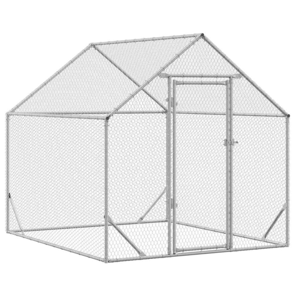 vidaXL Κλουβί για κότες Ασημί 200 x 170 x 177 εκ Επικαλυμμένος Χάλυβας