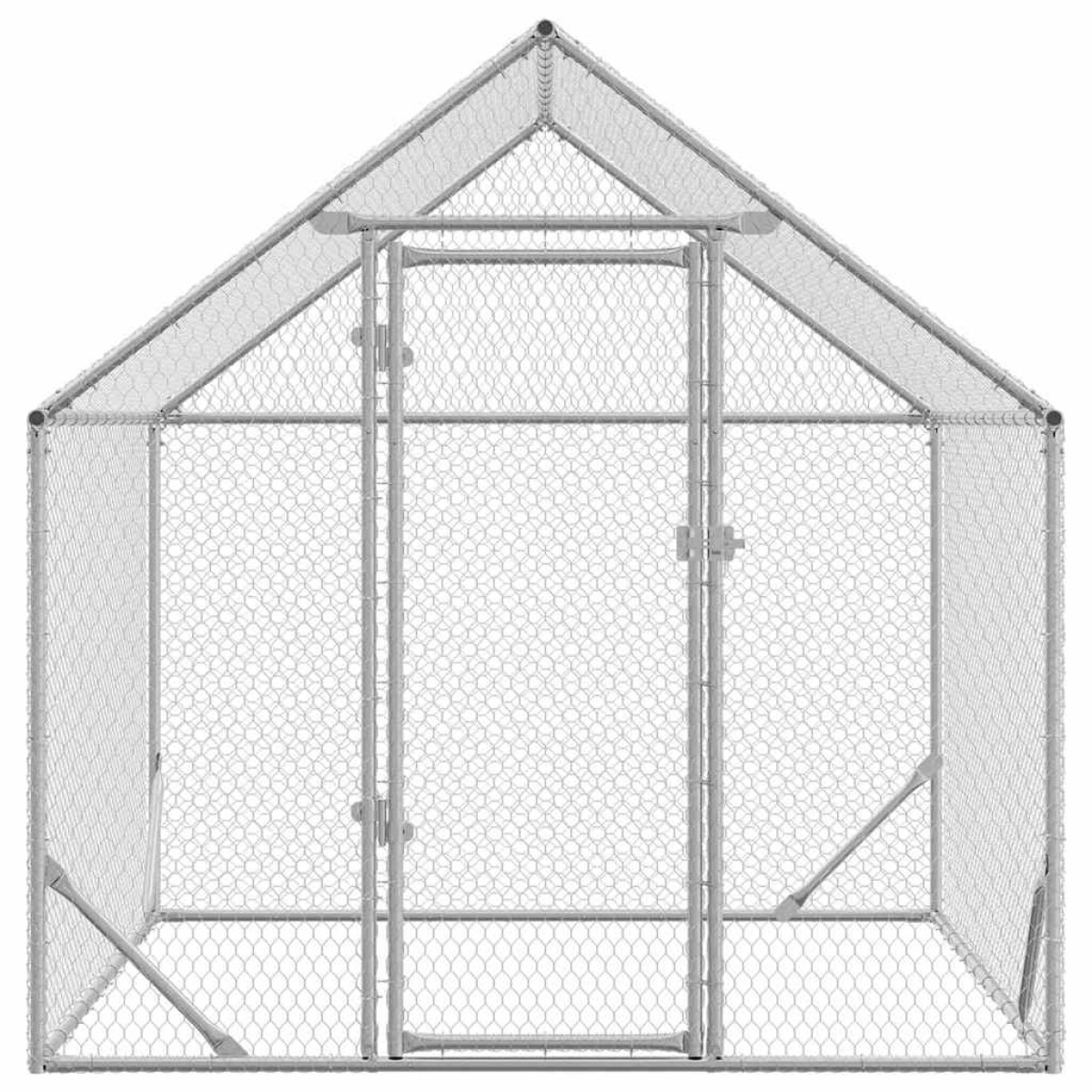 vidaXL Κλουβί για κότες Ασημί 200 x 170 x 177 εκ Επικαλυμμένος Χάλυβας