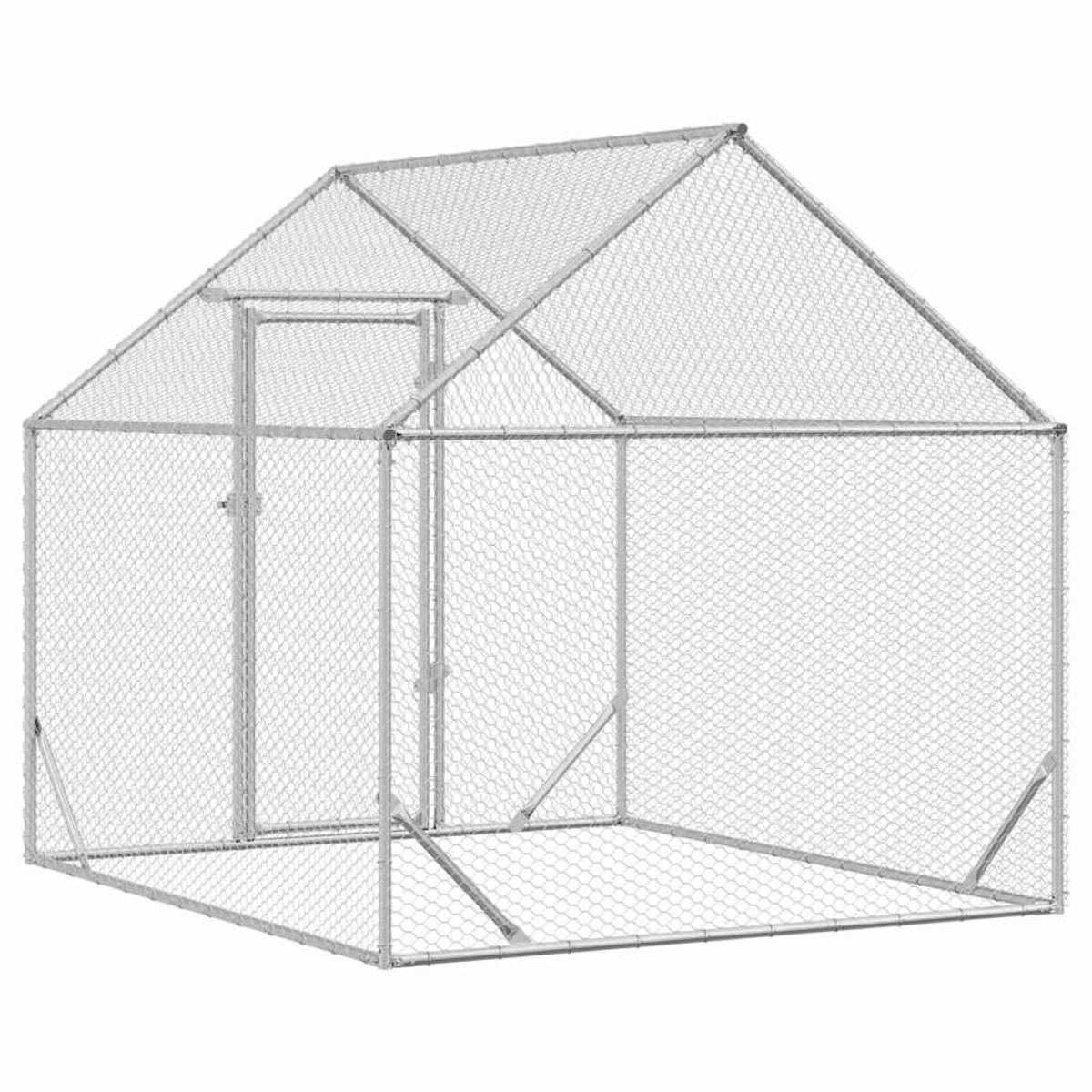 vidaXL Κλουβί για κότες Ασημί 200 x 170 x 177 εκ Επικαλυμμένος Χάλυβας
