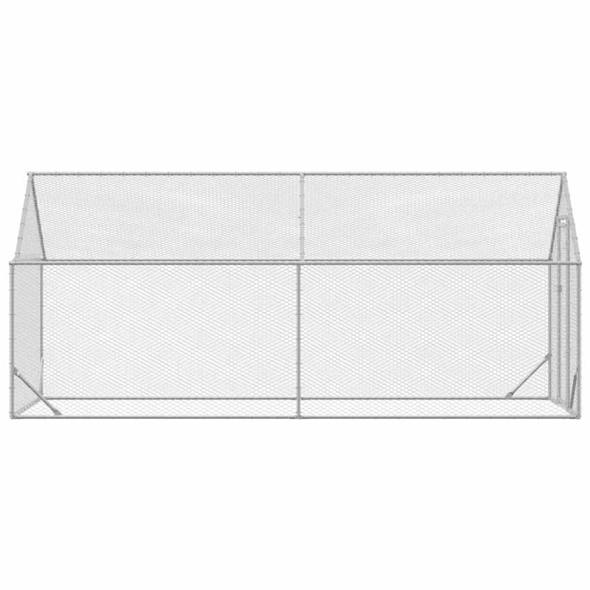 vidaXL Κλουβί για κότες Ασημί 400 x 170 x 177 εκ Επικαλυμμένος Χάλυβας