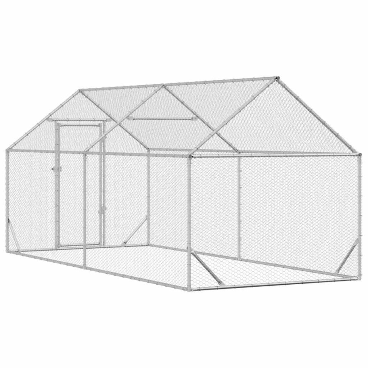 vidaXL Κλουβί για κότες Ασημί 400 x 170 x 177 εκ Επικαλυμμένος Χάλυβας