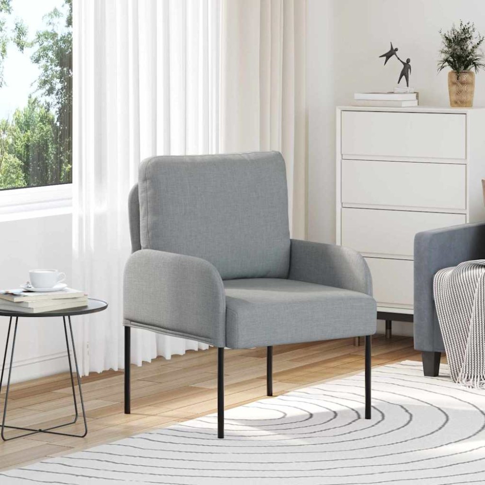 vidaXL Καναπέδες με μαξιλάρι 55cm Ανοιχτό γκρι Κόντρα πλακέ
