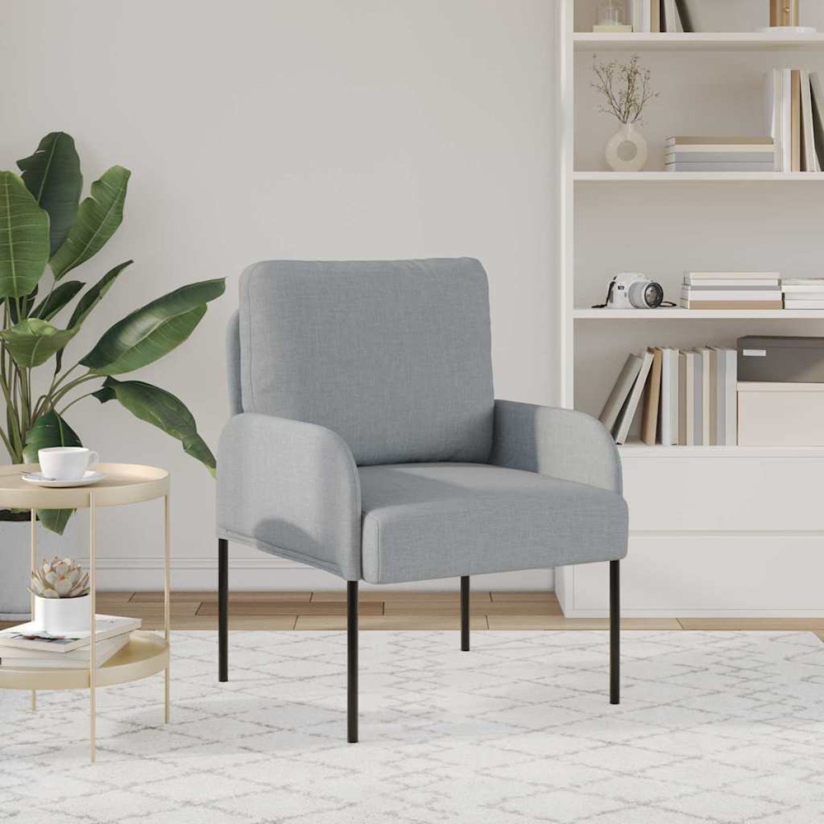 vidaXL Καναπέδες με μαξιλάρι 55cm Ανοιχτό γκρι Κόντρα πλακέ