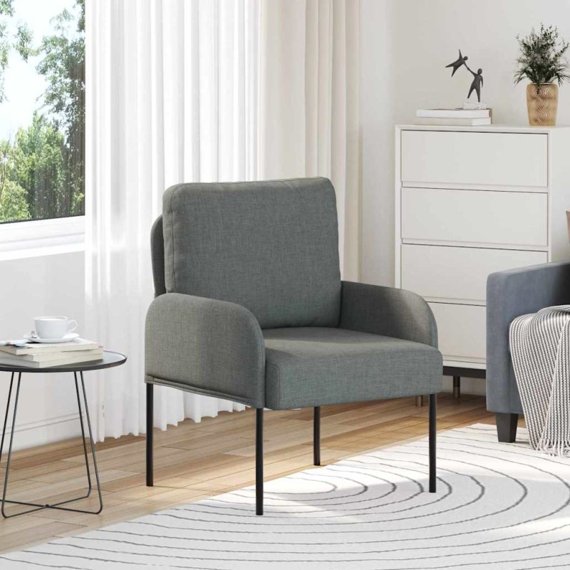 vidaXL Καναπέδες με μαξιλάρι 55cm Σκούρο Γκρι Κόντρα πλακέ