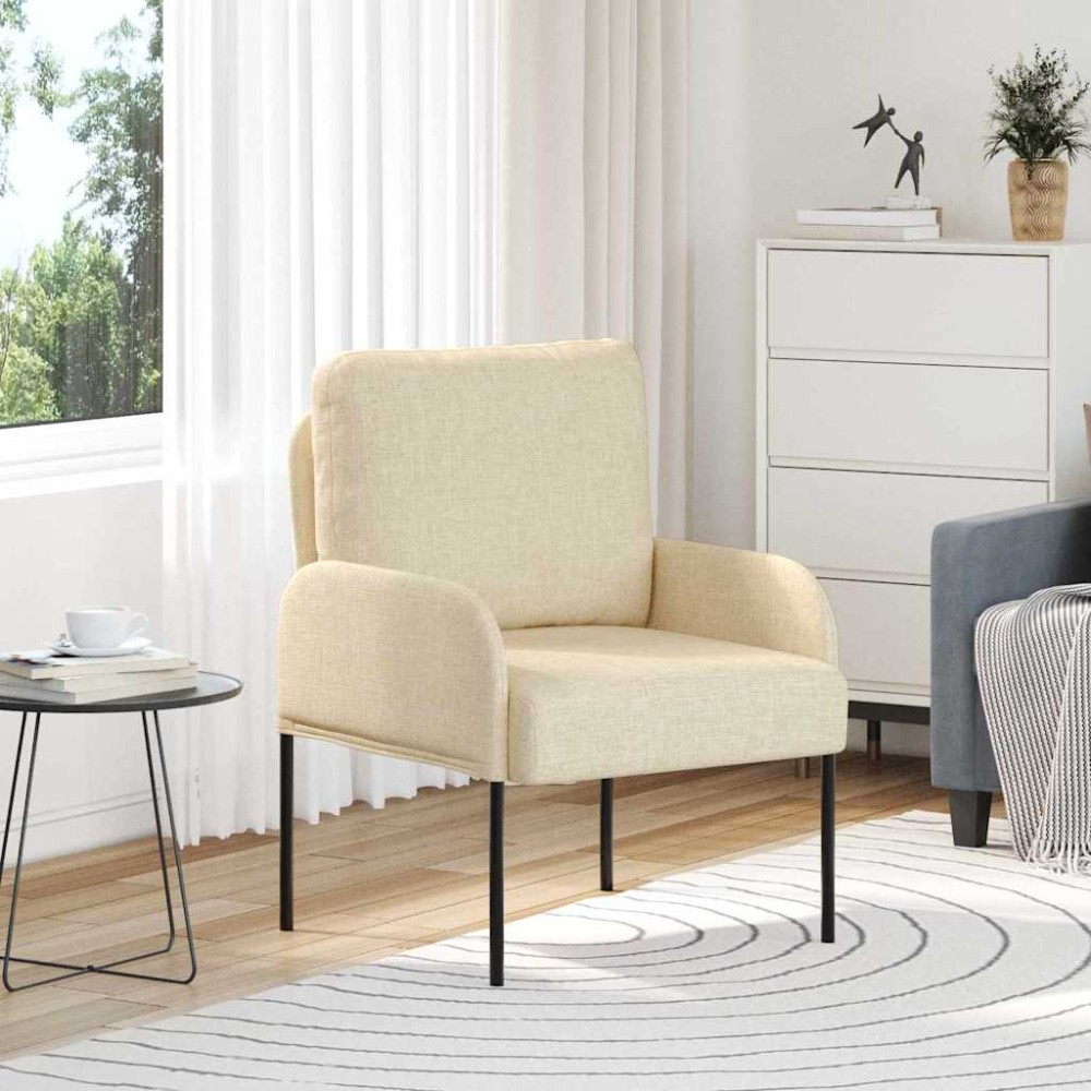vidaXL Καναπέδες με μαξιλάρι 55cm Κρεμ Κόντρα πλακέ