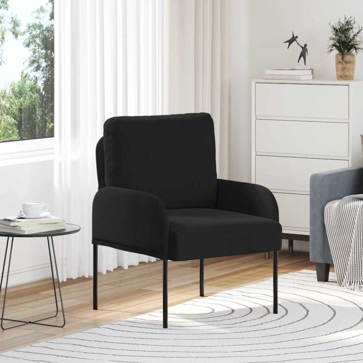 vidaXL Καναπέδες με μαξιλάρι 55cm Μαύρο Κόντρα πλακέ
