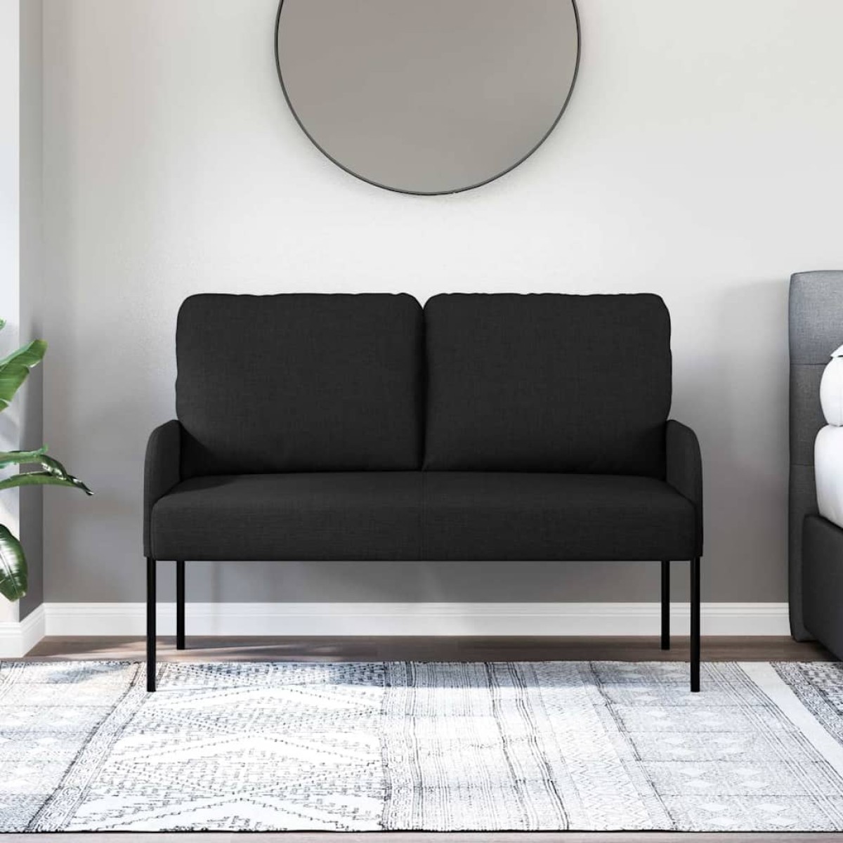 vidaXL Καναπέδες με μαξιλάρι 110cm Μαύρο Κόντρα πλακέ