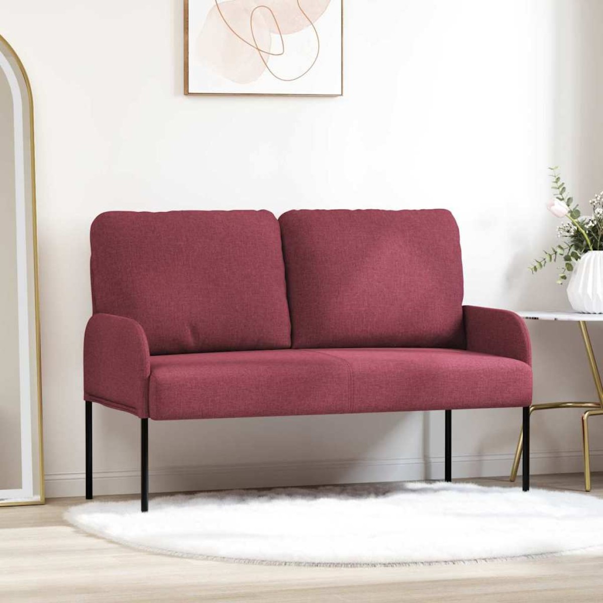 vidaXL Καναπέδες με μαξιλάρι 110cm Κόκκινο Κόντρα πλακέ