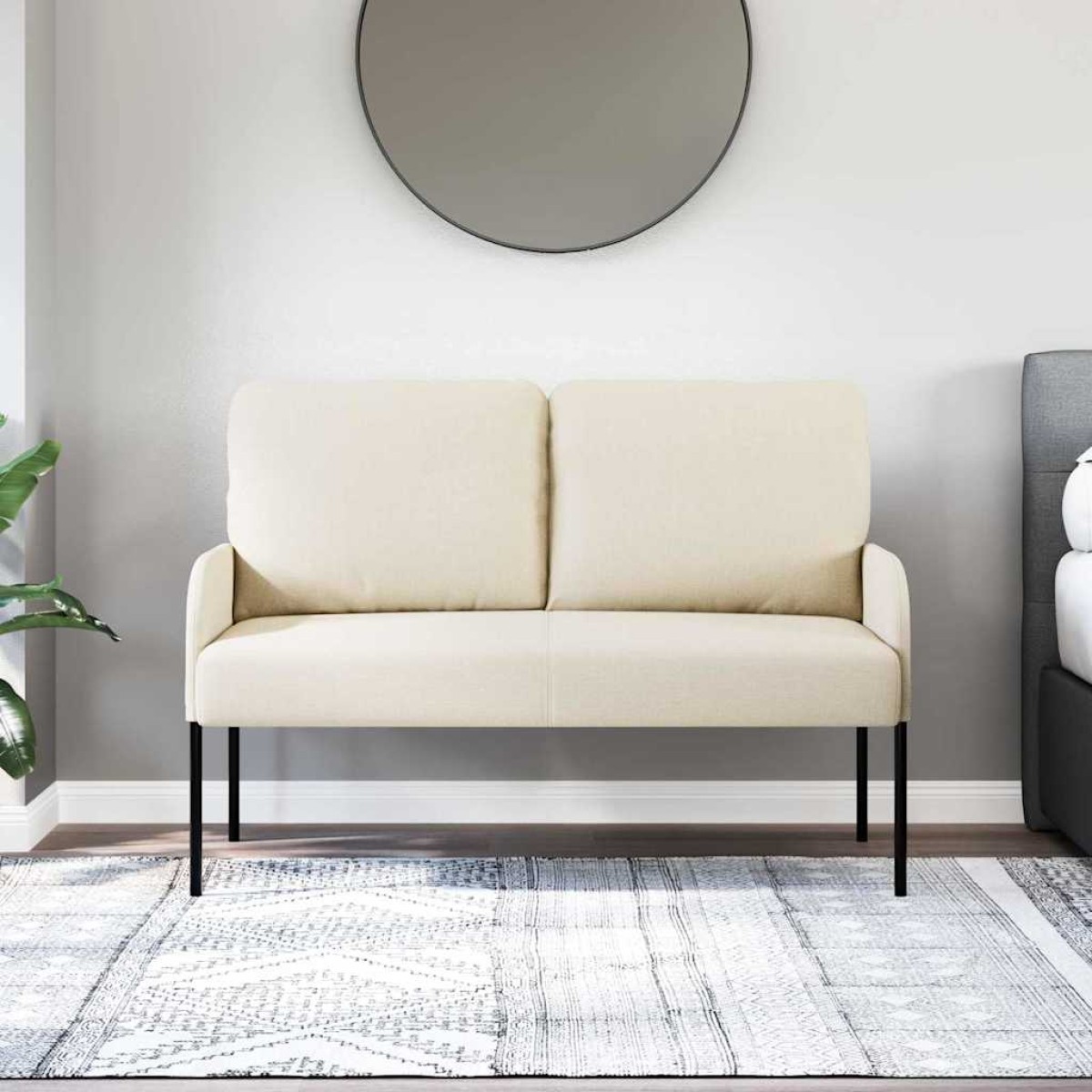 vidaXL Καναπέδες με μαξιλάρι 110cm Κρεμ Κόντρα πλακέ