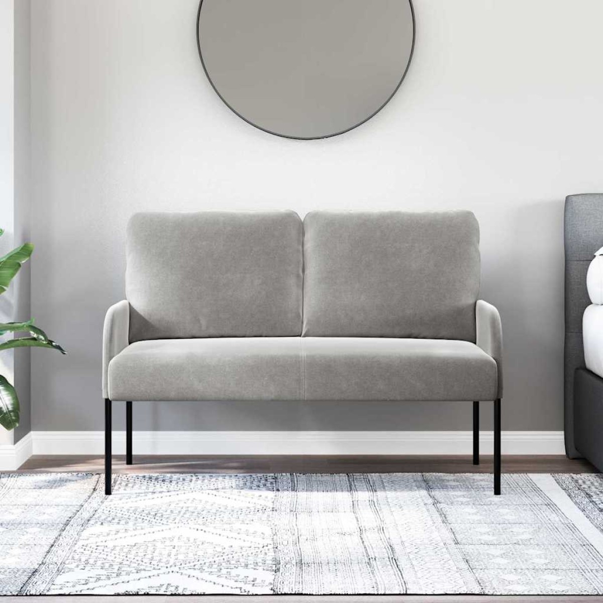 vidaXL Καναπέδες με μαξιλάρι 110cm Ανοιχτό γκρι Κόντρα πλακέ