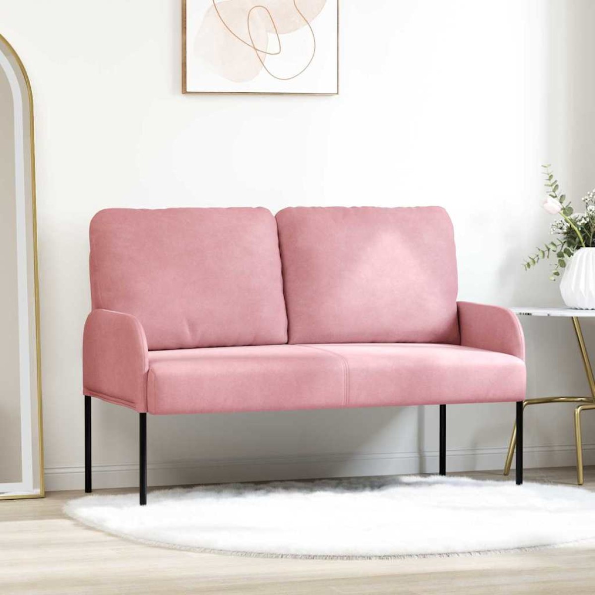 vidaXL Καναπέδες με μαξιλάρι 110cm Ροζ Κόντρα πλακέ