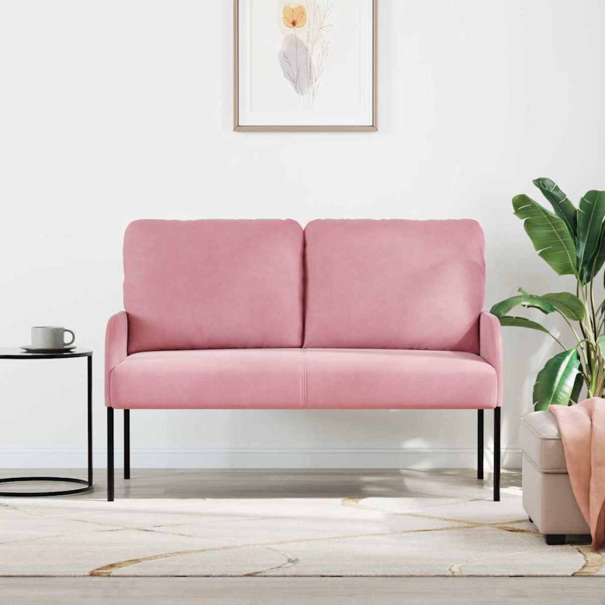 vidaXL Καναπέδες με μαξιλάρι 110cm Ροζ Κόντρα πλακέ