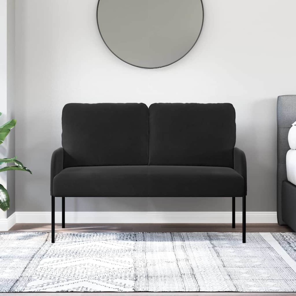 vidaXL Καναπέδες με μαξιλάρι 110cm Μαύρο Κόντρα πλακέ