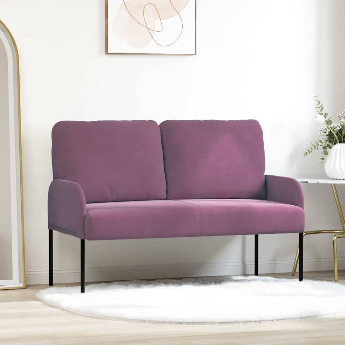 vidaXL Καναπέδες με μαξιλάρι 110cm Μοβ Κόντρα πλακέ