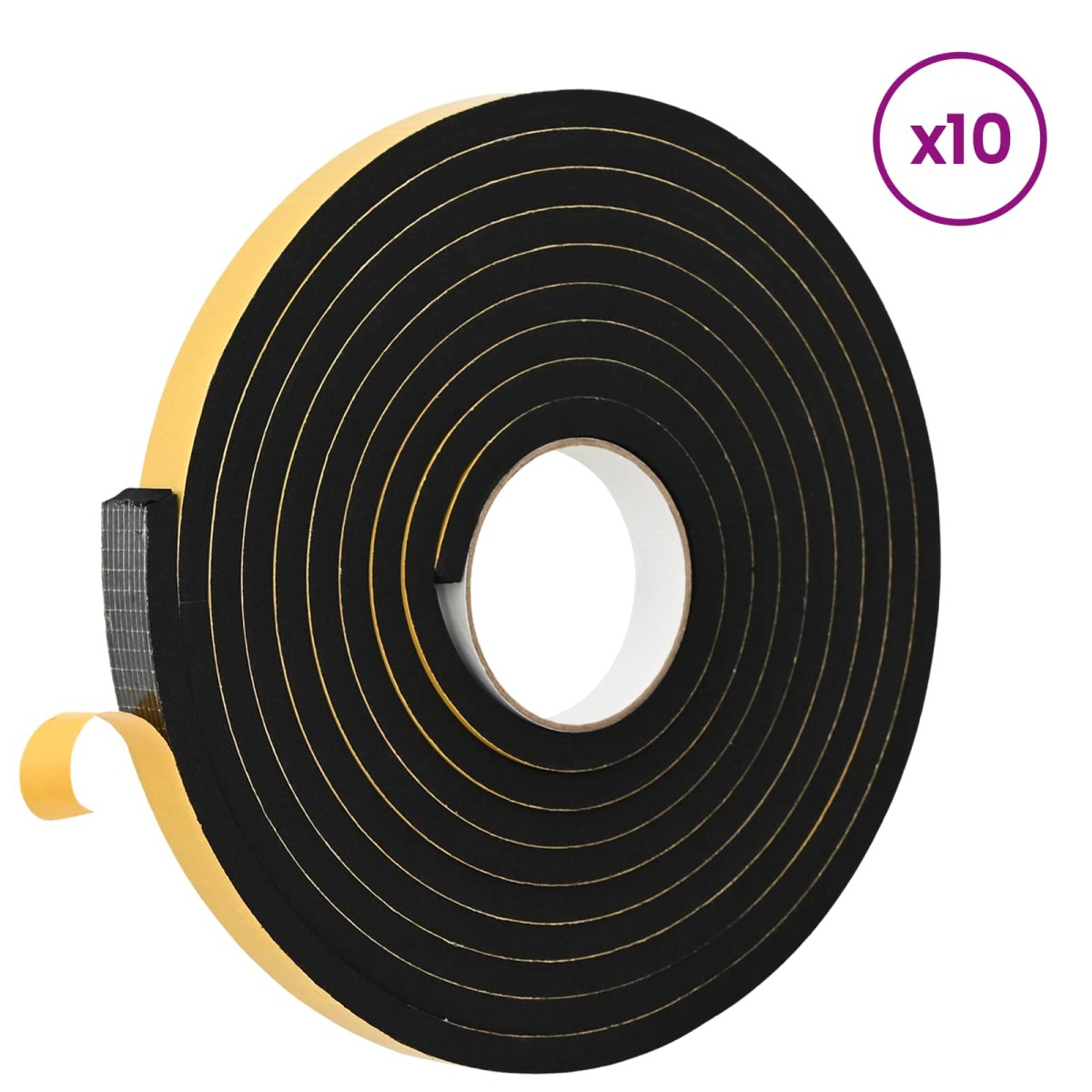 vidaXL Αυτοκόλλητη ταινία αφρού 10 τμχ. Μαύρο 20mm x 5m Χ foam CR