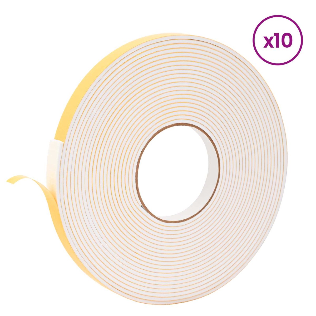 vidaXL Αυτοκόλλητη ταινία αφρού 10 τμχ. Λευκό 15mm x 10m Χ foam CR