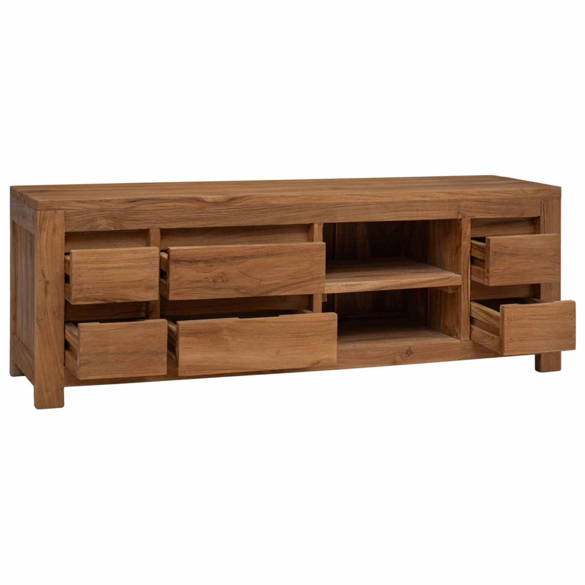 vidaXL Έπιπλο τηλεόρασης 110 x 30 x 40 cm Φυσικό Στερεό Ξύλο Τίκ