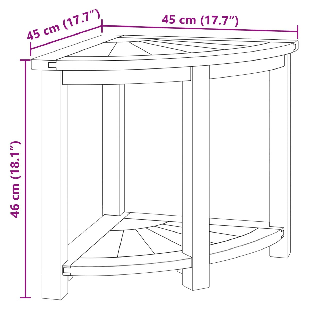 vidaXL Τραπέζι Πλευρικής Μπανιέρας Φυσικό 45 x 45 x 46 εκ.