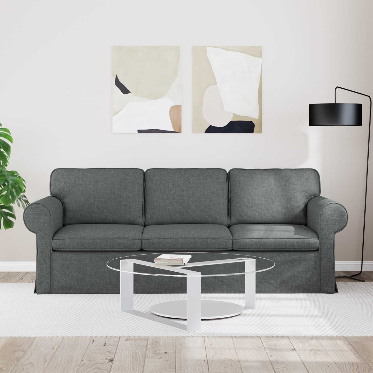 vidaXL Καναπές Σκούρο Γκρι 215 x 82 x 80 εκ ύφασμα