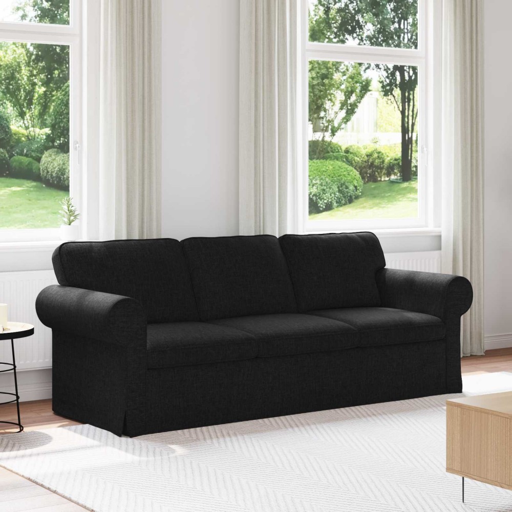 vidaXL Καναπές Μαύρο 215 x 82 x 80 εκ ύφασμα