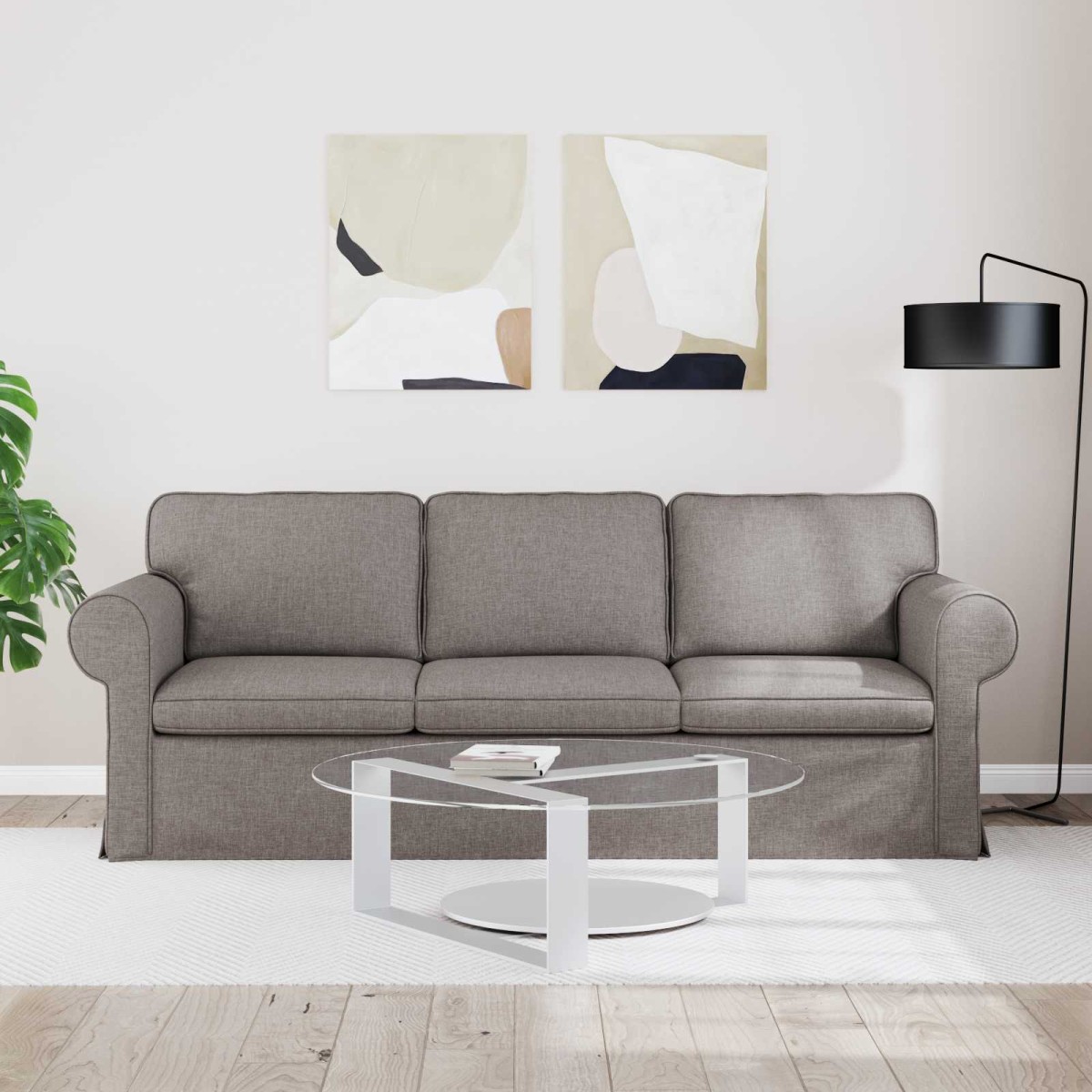 vidaXL Καναπές Taupe 215 x 82 x 80 εκ ύφασμα