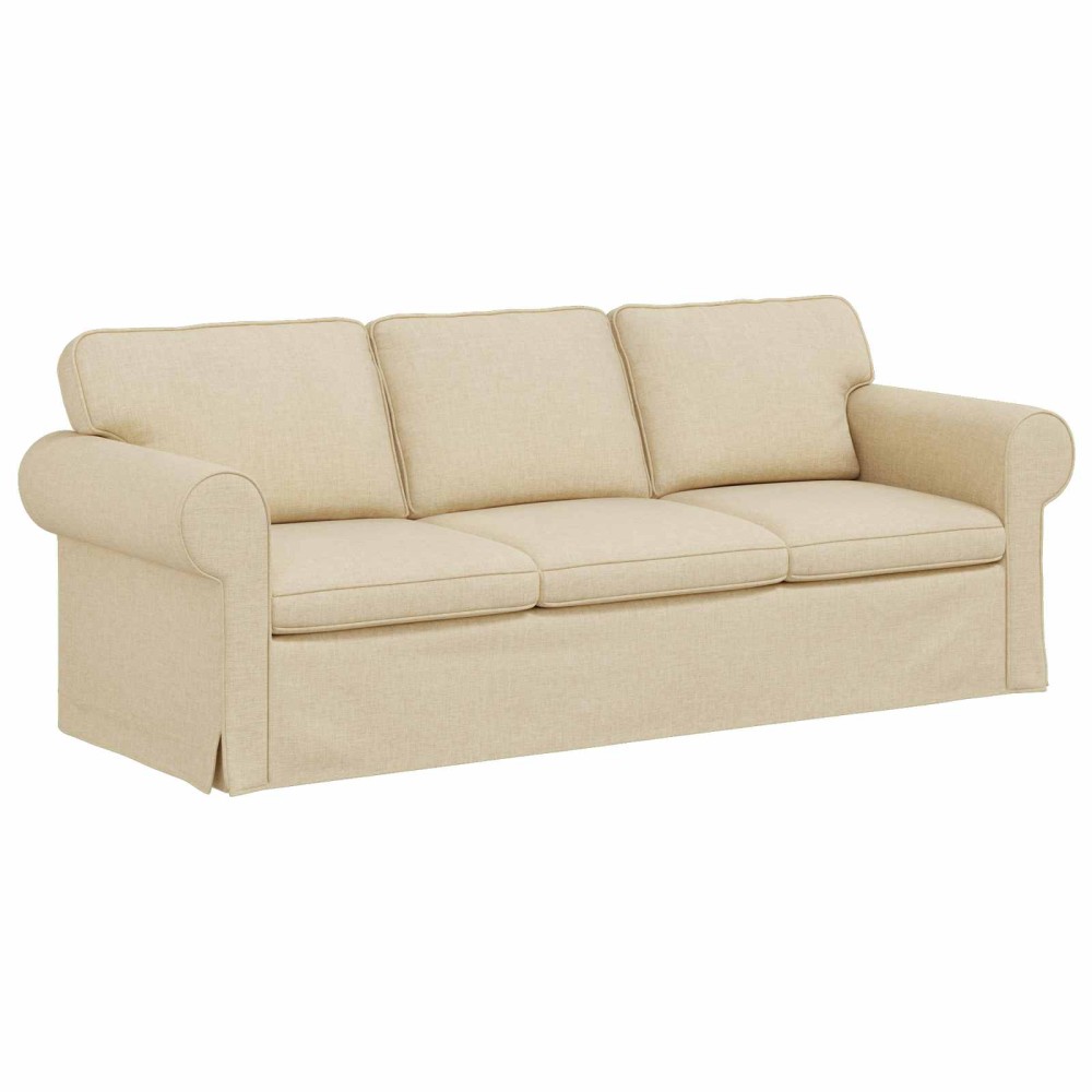 vidaXL Καναπές Κρεμ 215 x 82 x 80 εκ ύφασμα