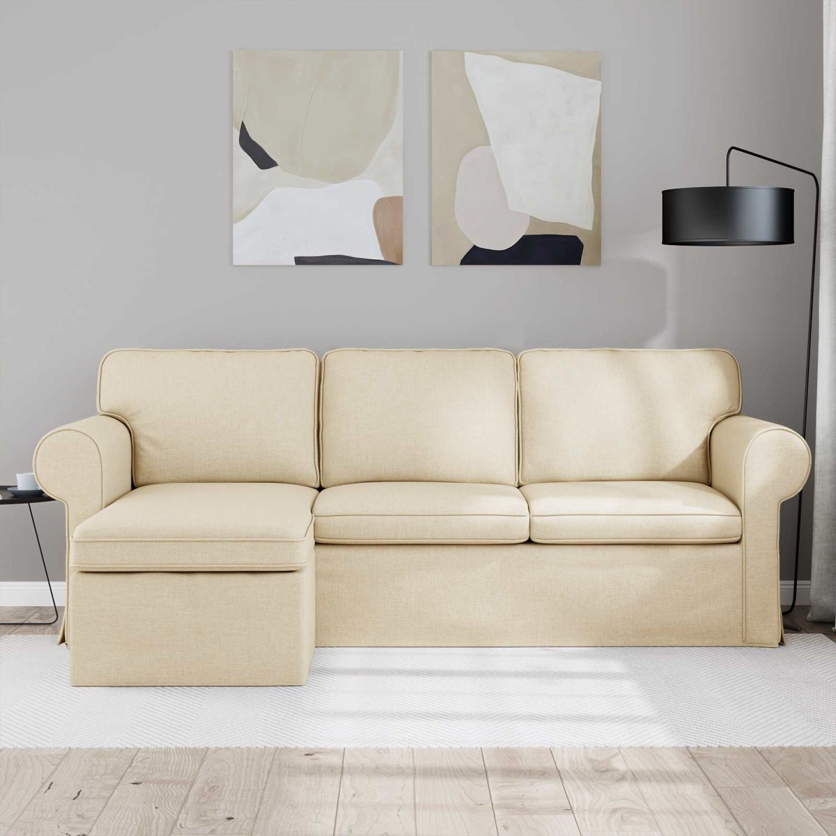 vidaXL Καναπές Κρεμ 215 x 138 x 80 εκ ύφασμα