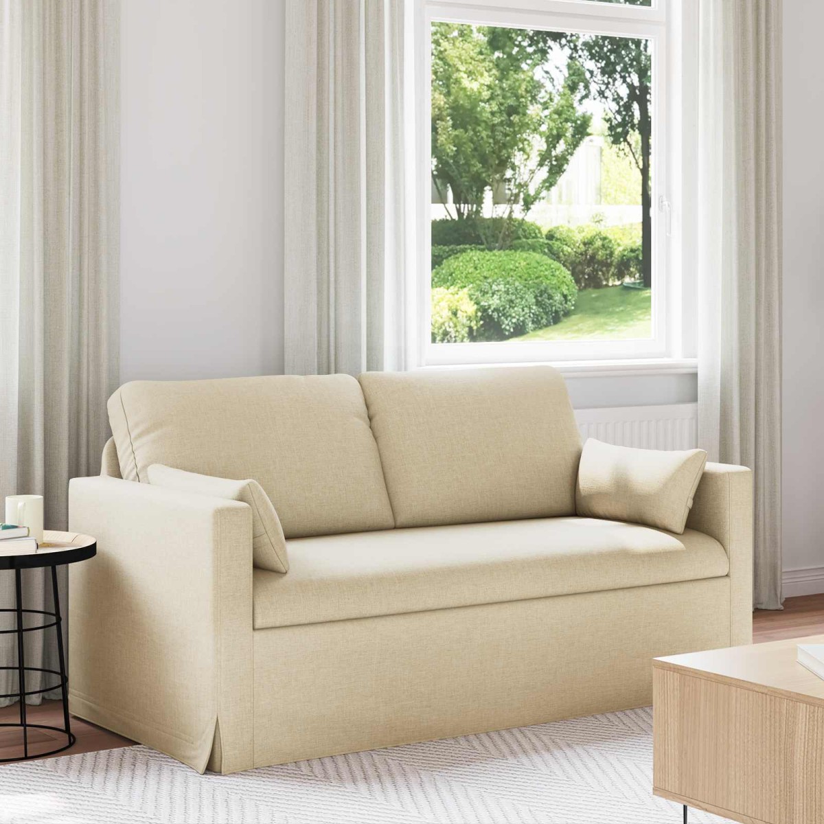 vidaXL Καναπές Κρεμ 158 x 78 x 80 εκ ύφασμα