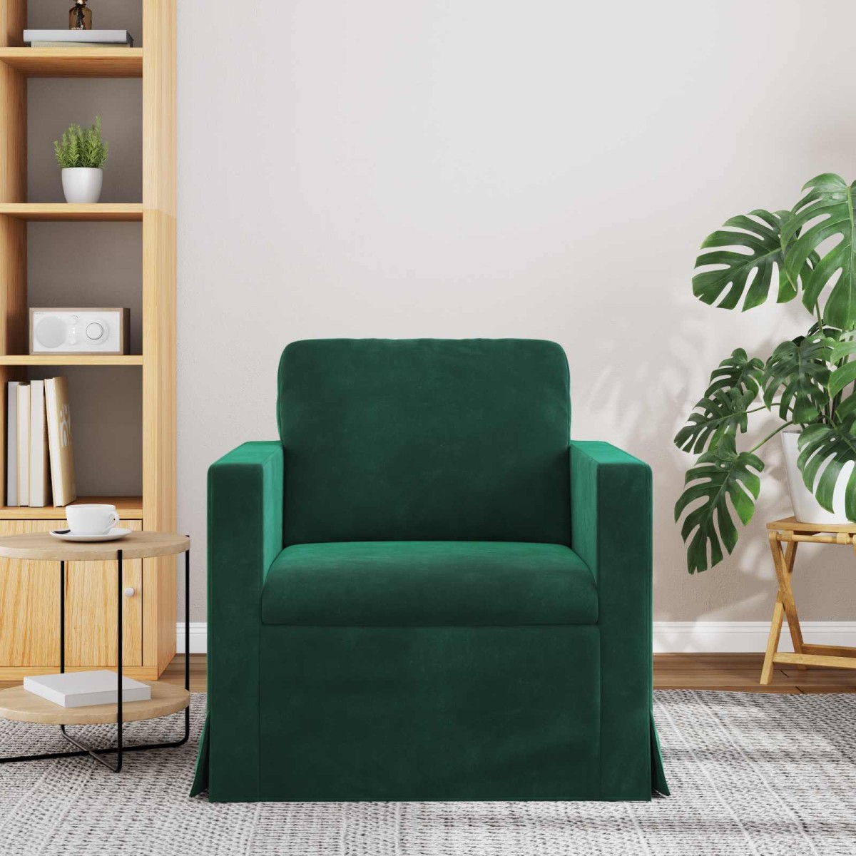 vidaXL Καναπές Σκούρο Πράσινο 78 x 78 x 80 εκ. Βελούδο