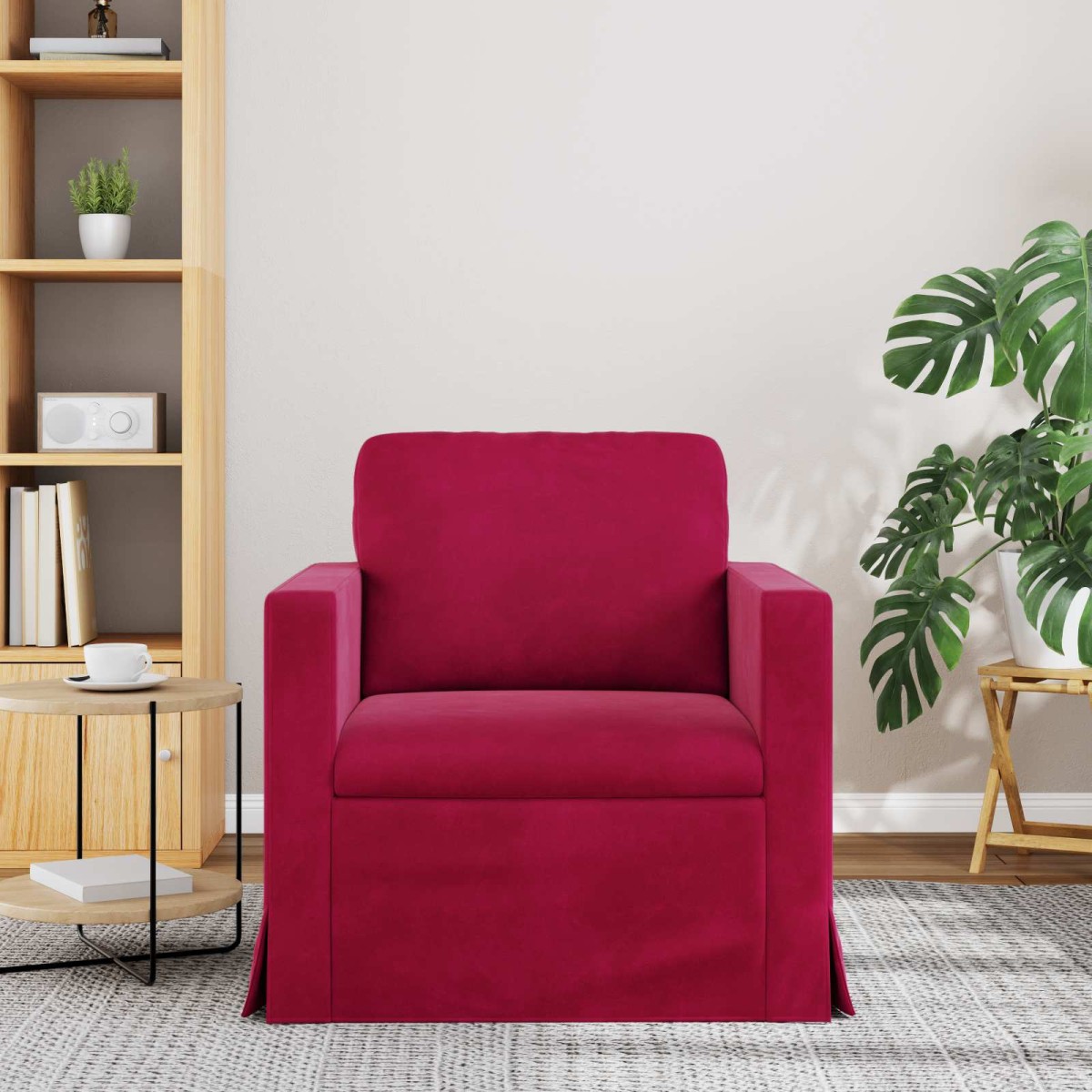 vidaXL Καναπές Κόκκινο 78 x 78 x 80 εκ. Βελούδο