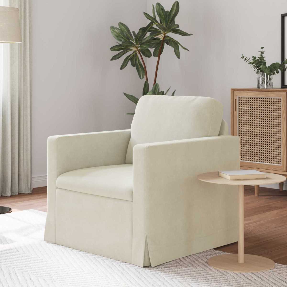 vidaXL Καναπές Κρεμ 78 x 78 x 80 εκ. Βελούδο