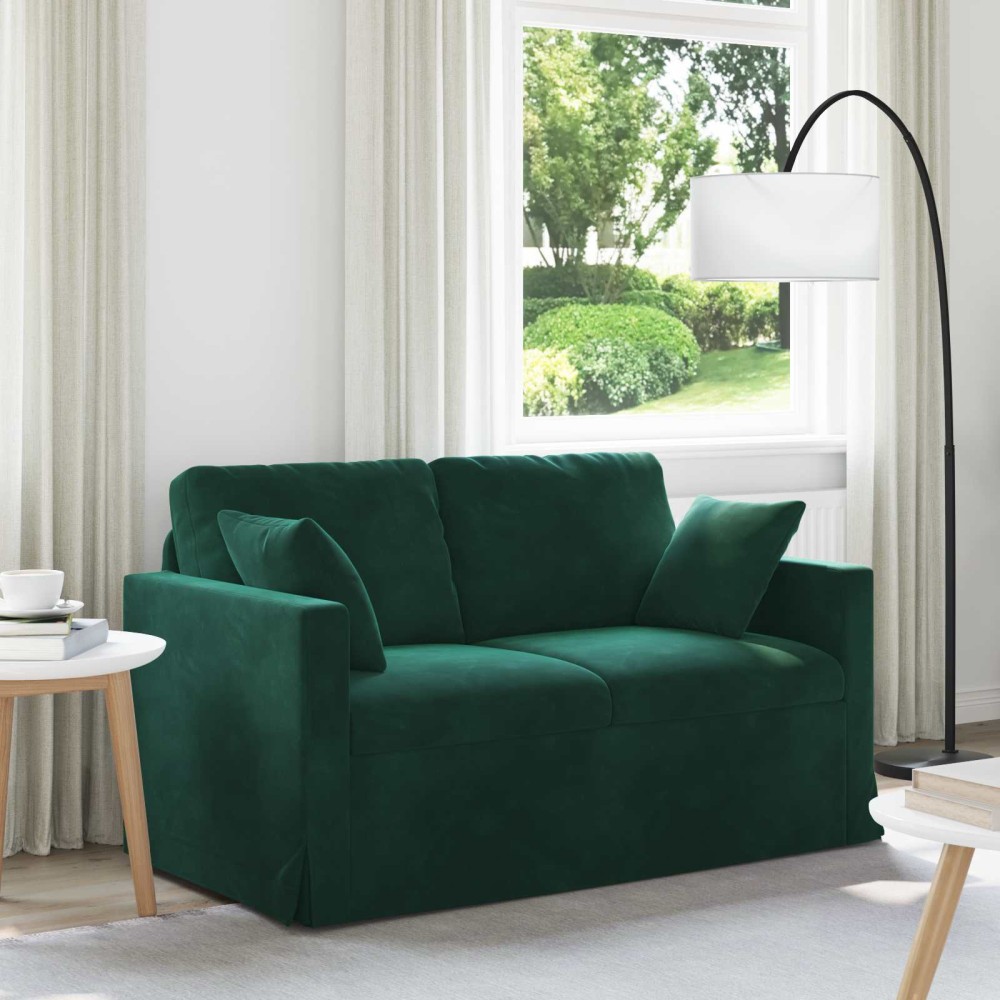 vidaXL Καναπές Σκούρο Πράσινο 138 x 78 x 80 εκ Βελούδο