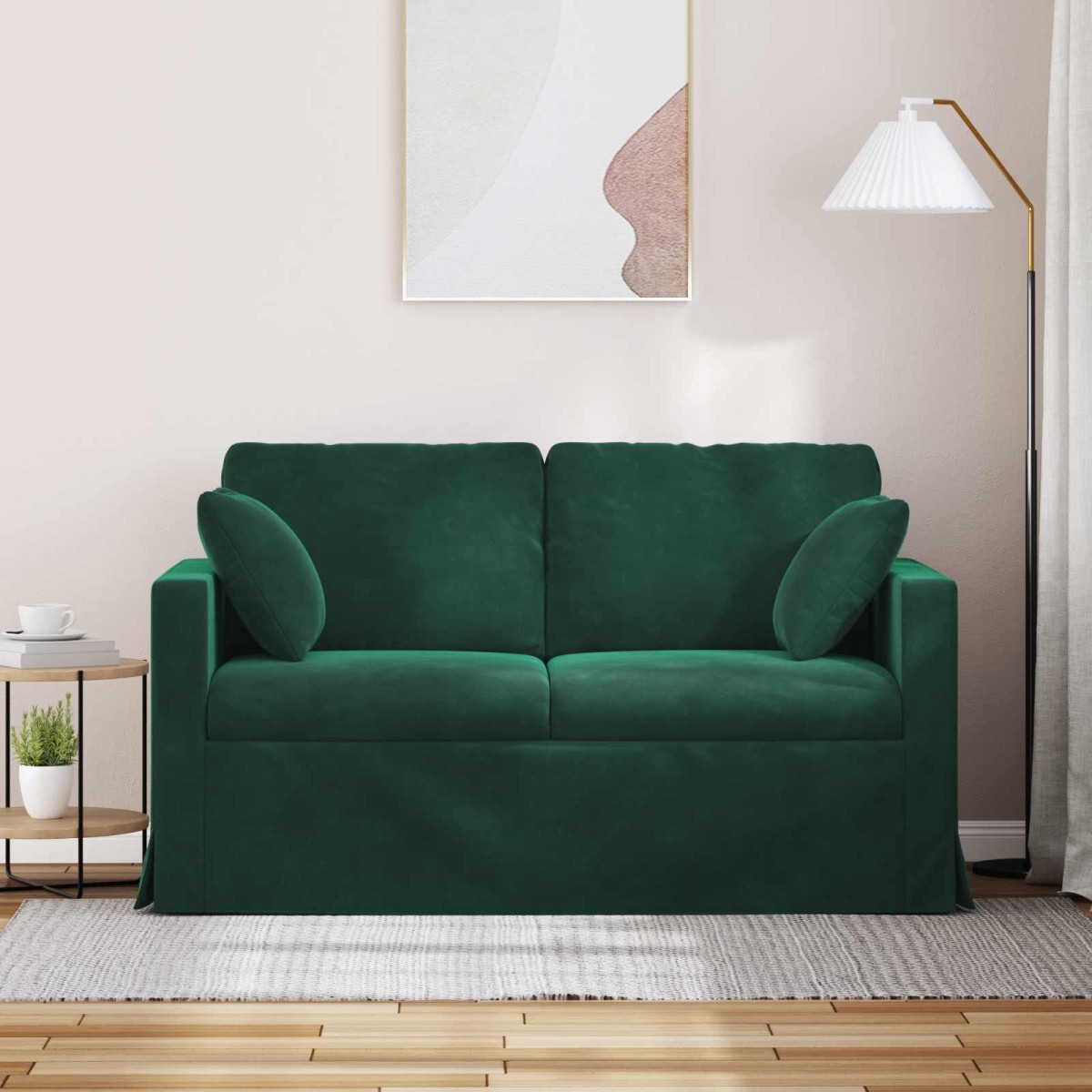 vidaXL Καναπές Σκούρο Πράσινο 138 x 78 x 80 εκ Βελούδο