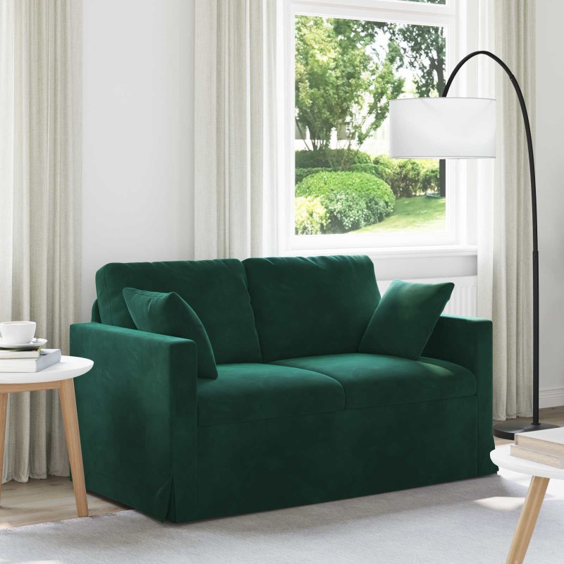 vidaXL Καναπές Σκούρο Πράσινο 138 x 78 x 80 εκ Βελούδο