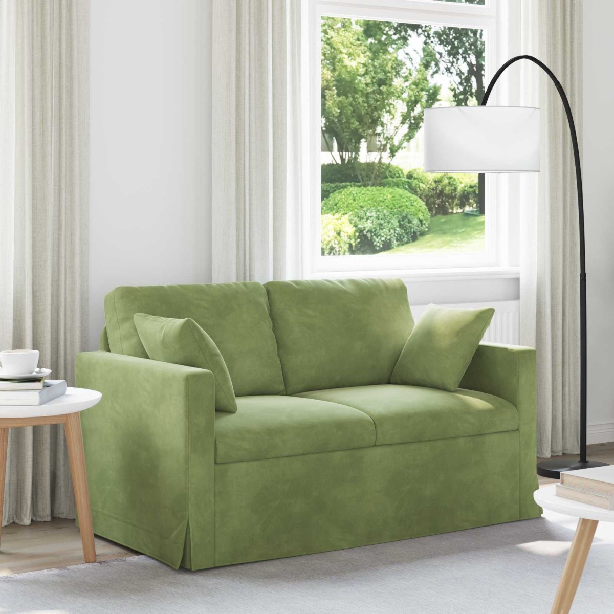 vidaXL Καναπές Ανοιχτό Πράσινο 138 x 78 x 80 εκ Βελούδο