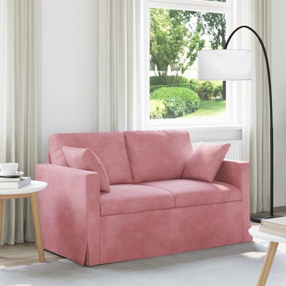 vidaXL Καναπές Ροζ 138 x 78 x 80 εκ Βελούδο
