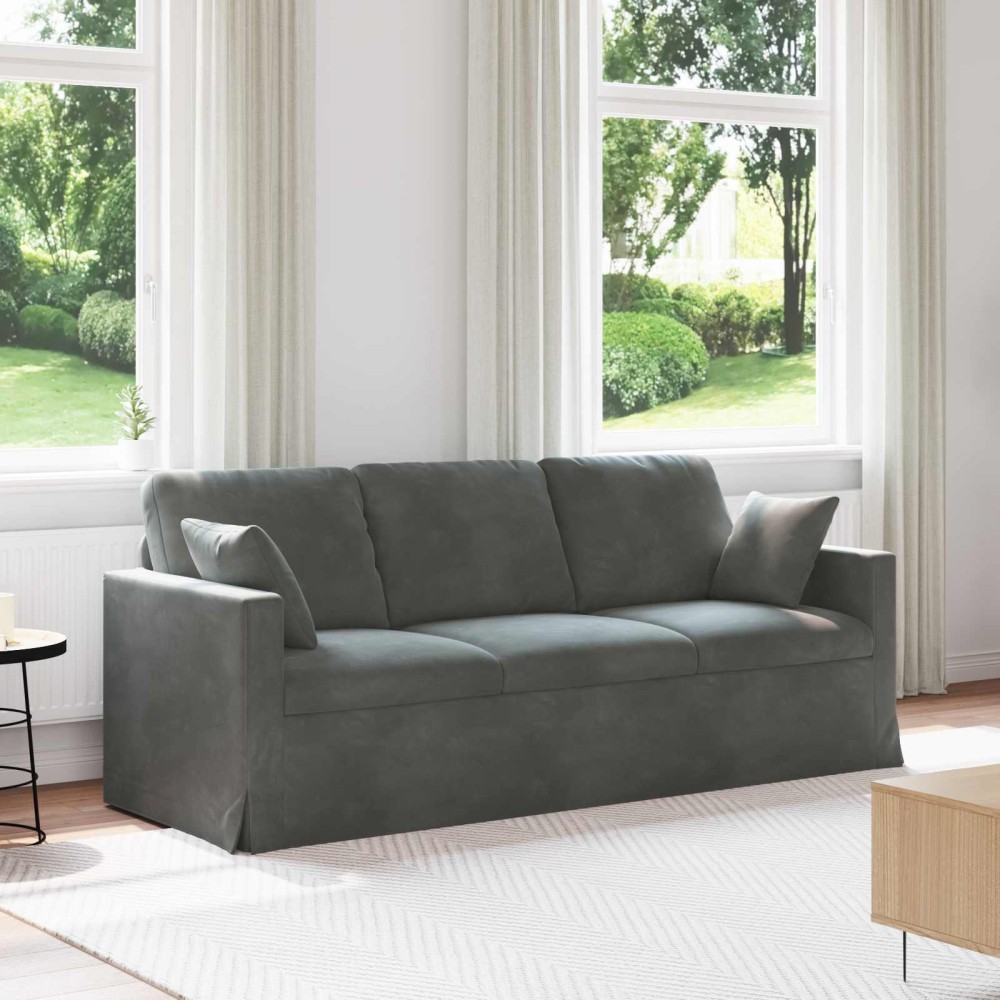vidaXL Καναπές Σκούρο Γκρι 198 x 78 x 80 εκ Βελούδο