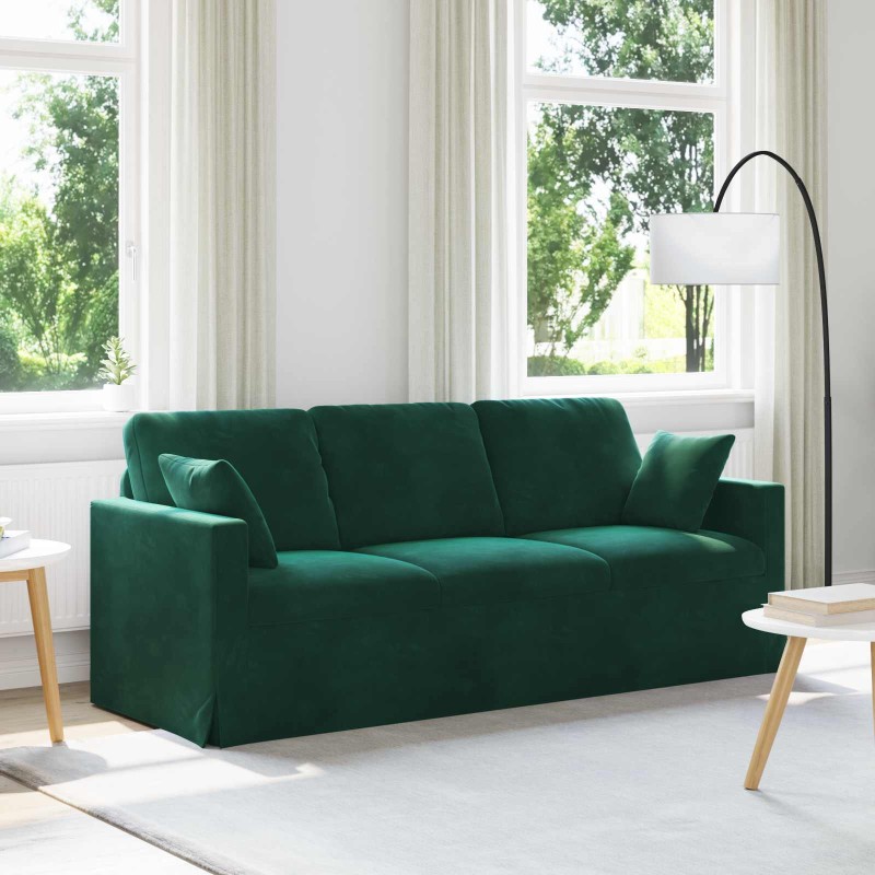 vidaXL Καναπές Σκούρο Πράσινο 198 x 78 x 80 εκ Βελούδο