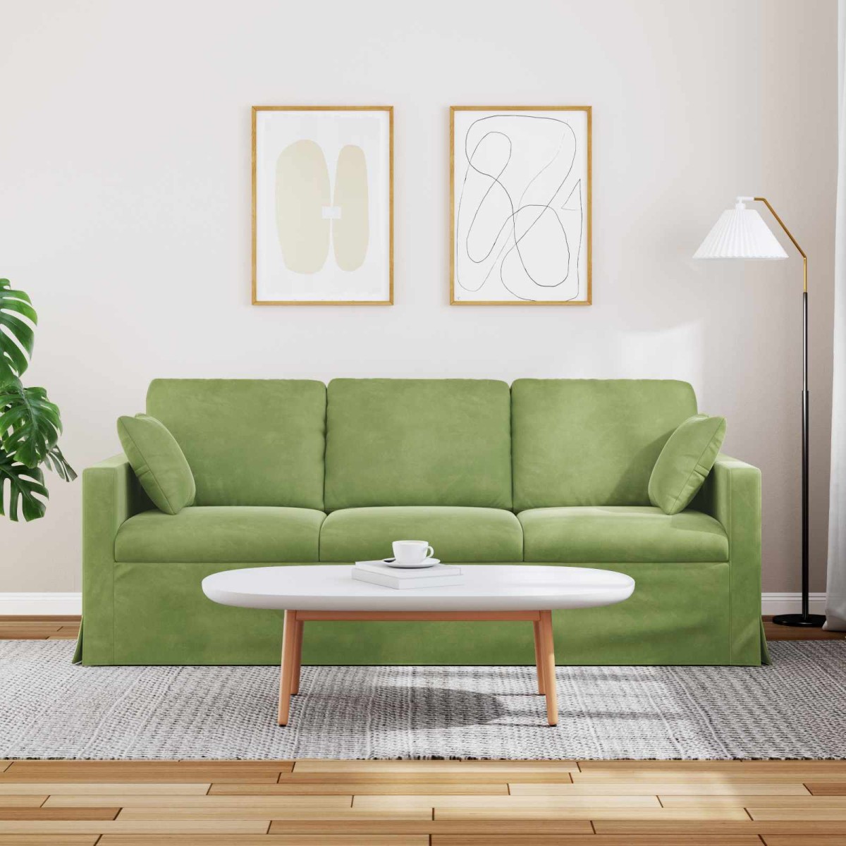 vidaXL Καναπές Ανοιχτό Πράσινο 198 x 78 x 80 εκ Βελούδο