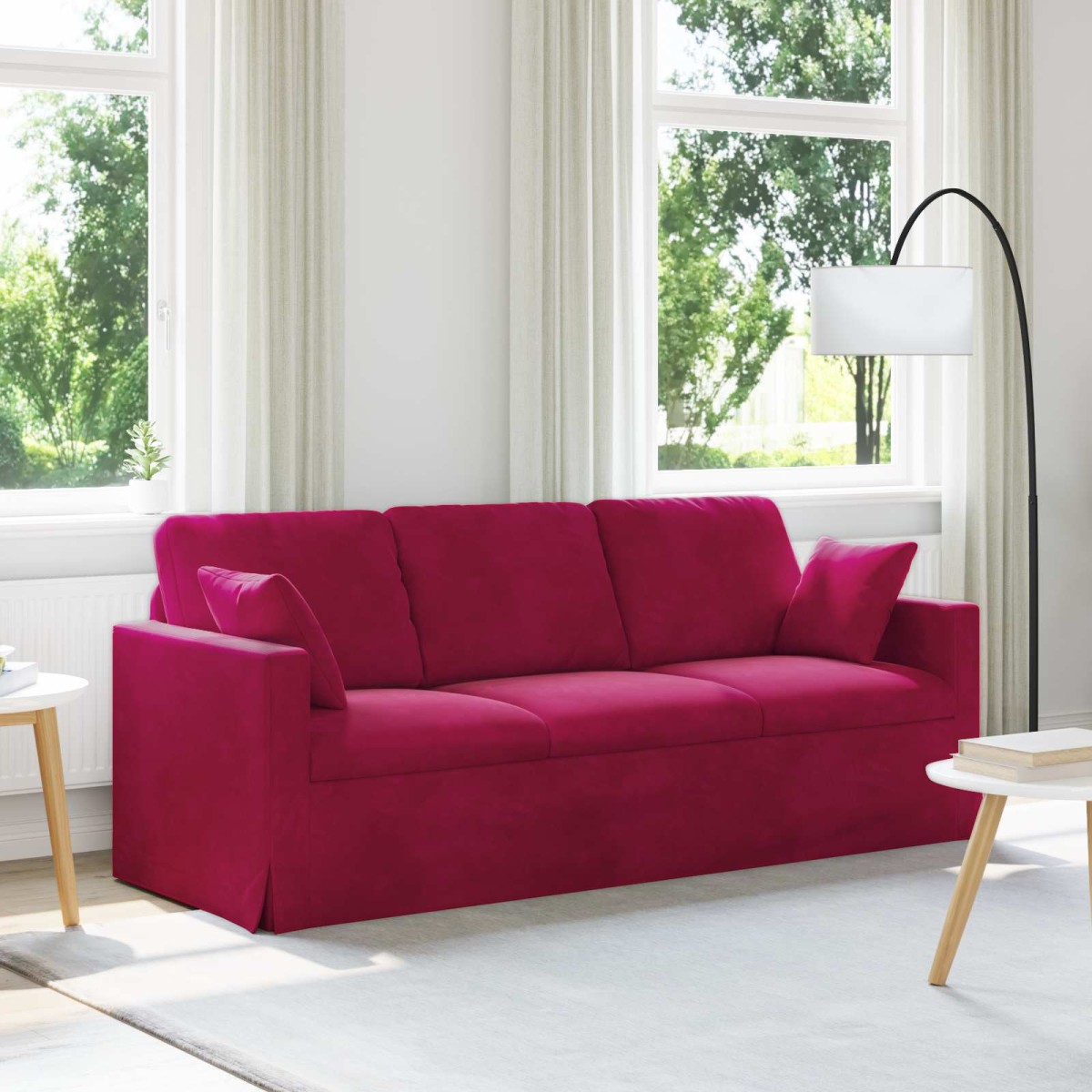 vidaXL Καναπές Κόκκινο 198 x 78 x 80 εκ Βελούδο