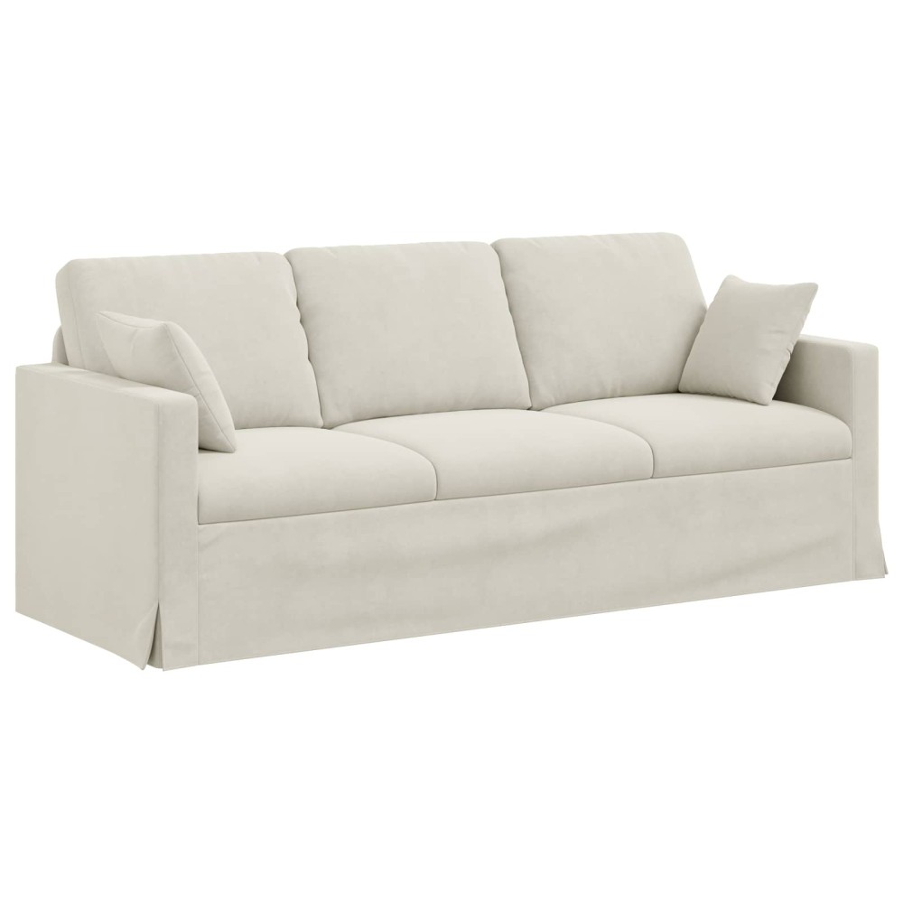 vidaXL Καναπές Κρεμ 198 x 78 x 80 εκ Βελούδο