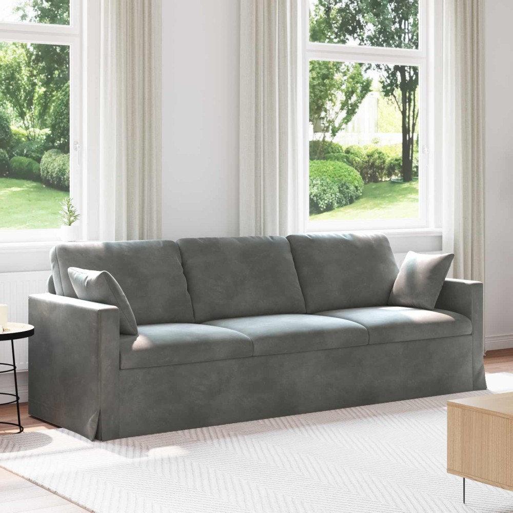 vidaXL Καναπές Σκούρο Γκρι 228 x 78 x 80 εκ Βελούδο