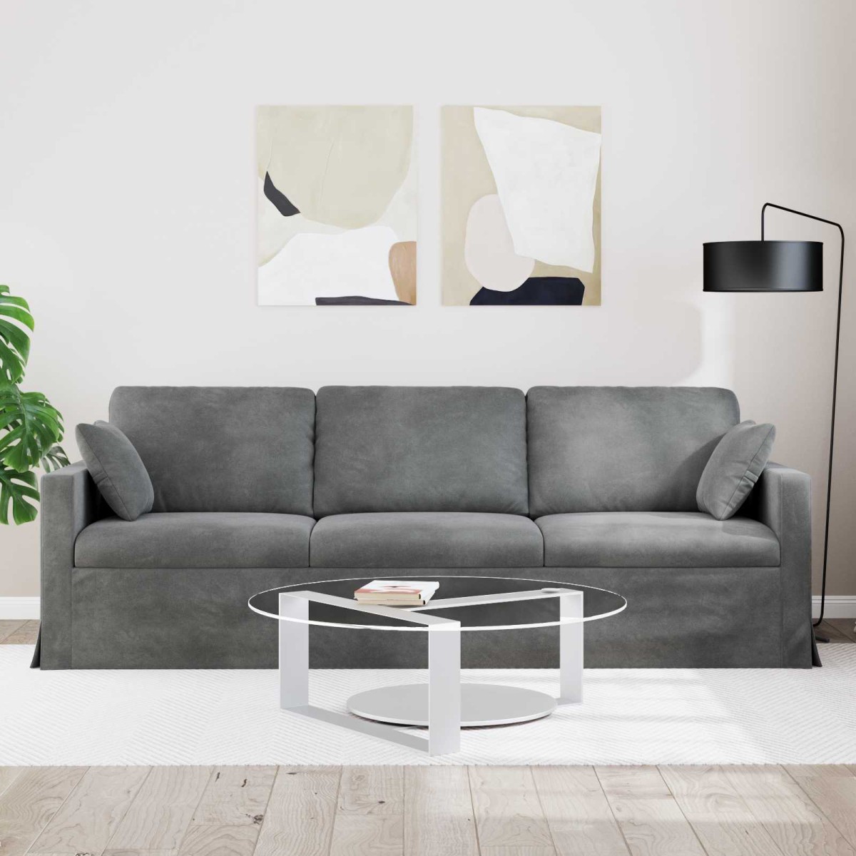 vidaXL Καναπές Σκούρο Γκρι 228 x 78 x 80 εκ Βελούδο