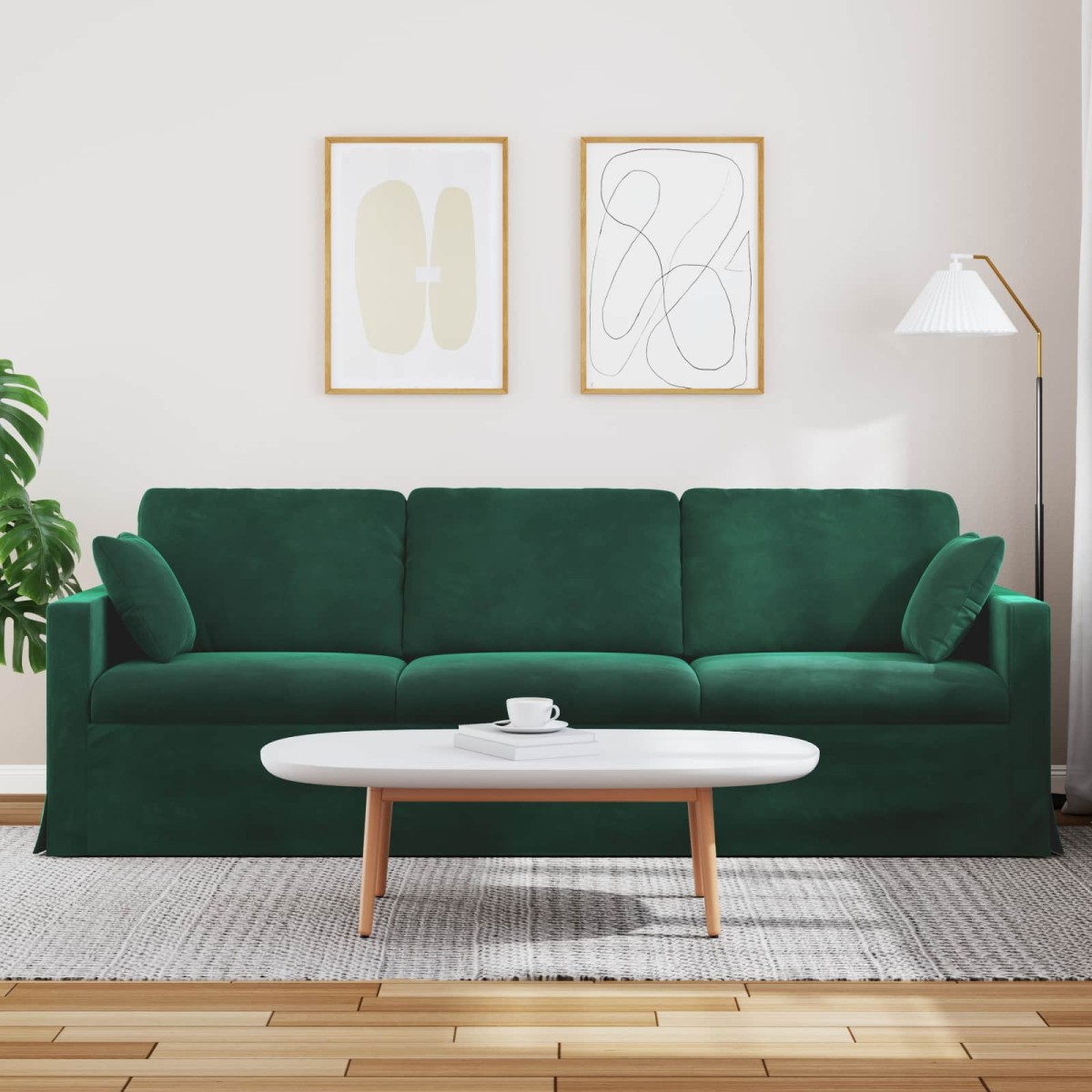 vidaXL Καναπές Σκούρο Πράσινο 228 x 78 x 80 εκ Βελούδο
