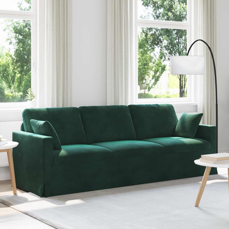 vidaXL Καναπές Σκούρο Πράσινο 228 x 78 x 80 εκ Βελούδο