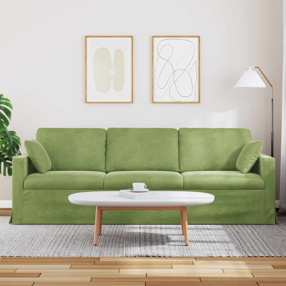 vidaXL Καναπές Ανοιχτό Πράσινο 228 x 78 x 80 εκ Βελούδο